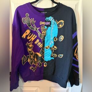 Scooby-Doo Colorblock Graphic Crewneck Sweatshirt - Purple/Black Size M Ruh Roh